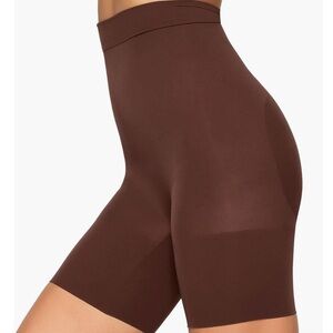 Skims Everyday Sculpt Mid Thigh Shorts High-Waisted Brown Shapewear Shorts